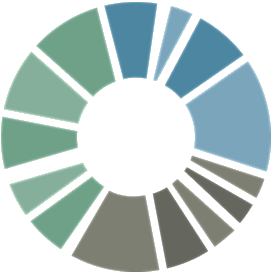 Circular data visualization with segmented colors.