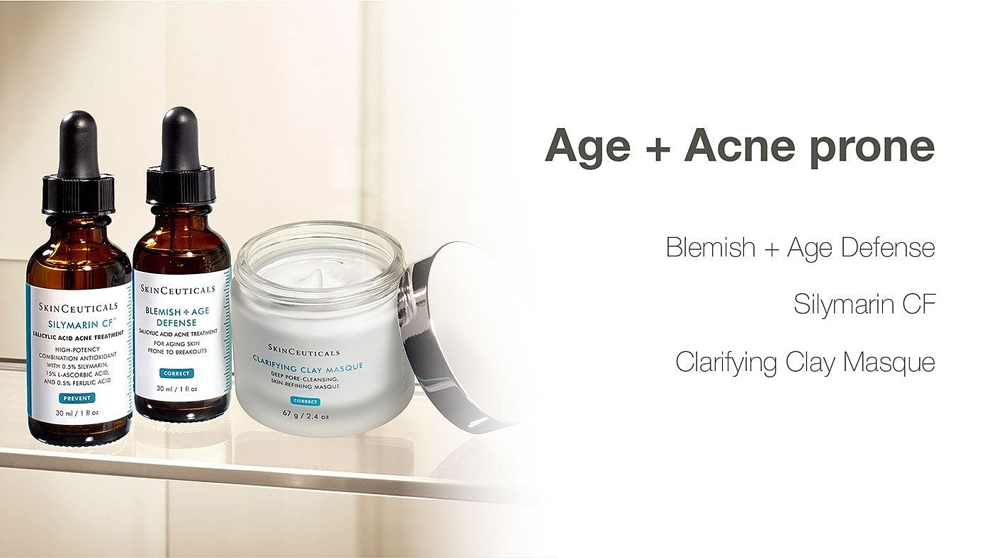 SkinCeuticals products for age and acne issues.