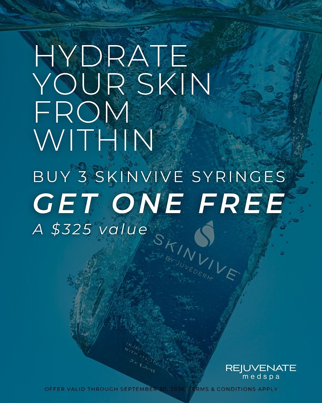 Skin hydration promotion with syringe offer.