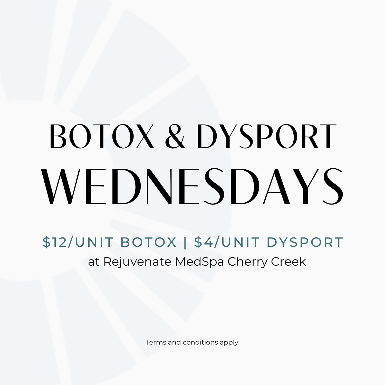 Botox and Dysport promotional pricing on Wednesdays
