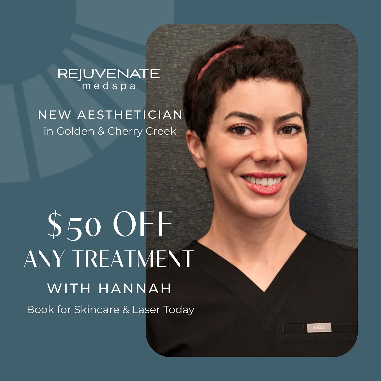 New aesthetician promotion at Rejuvenate Medspa.