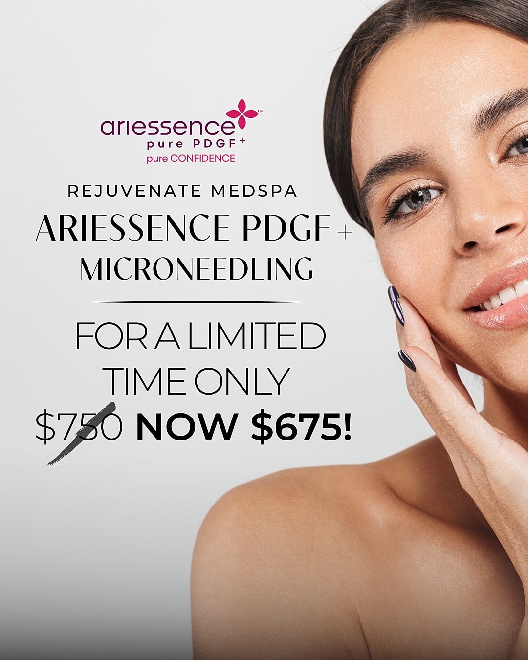 Medspa microneedling promotion with discounted pricing.