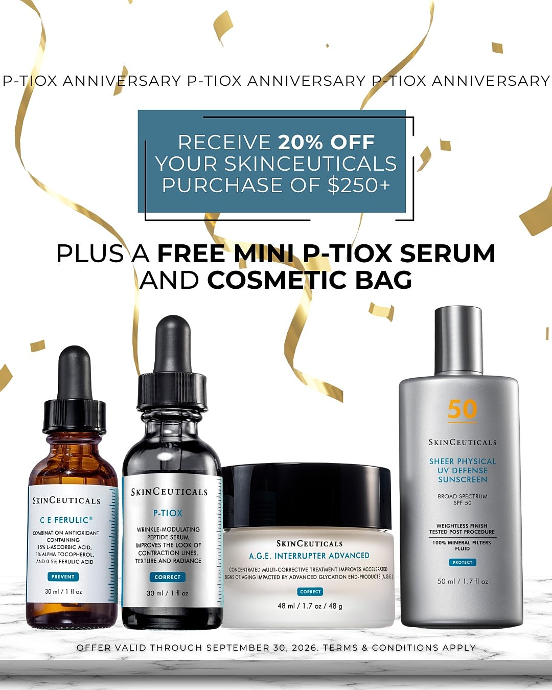 Skincare promotion with discounts and free gifts.